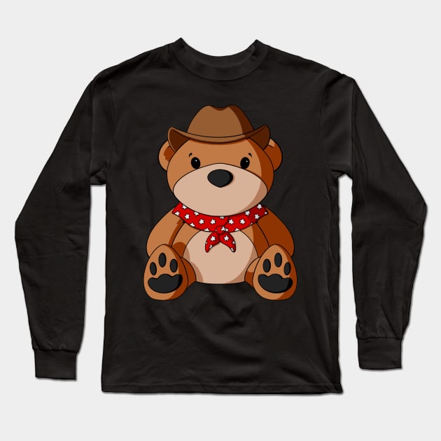 Cowboy Teddy Bear Long Sleeve T-Shirt by Alisha Ober Designs